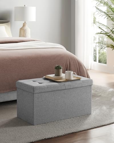 30 Inches Storage Ottoman (Light Gray / 15"D x 30"W x 15"H (with Flipping Lid))