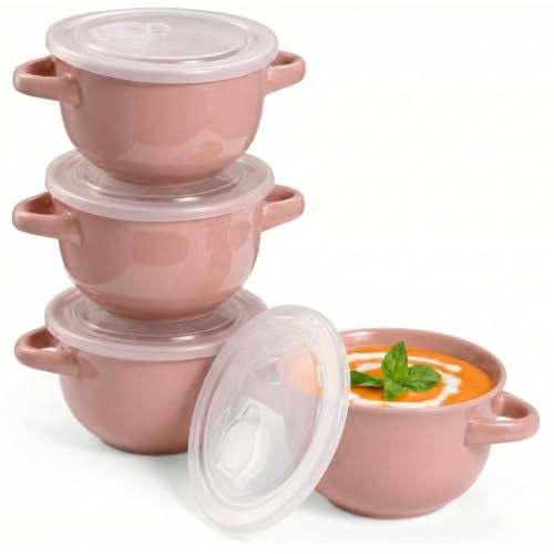 French Onion Soup Crocks with Lids & Handles (Blush)