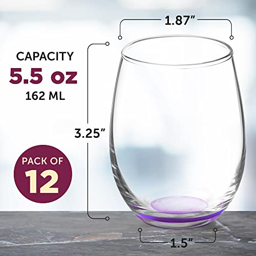Stemless Wine Glasses by ARC 5.5 oz. Set of 12 (12 Count)