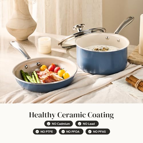 Saucepan & Frying Pan Set (Blue / 3pc Set)