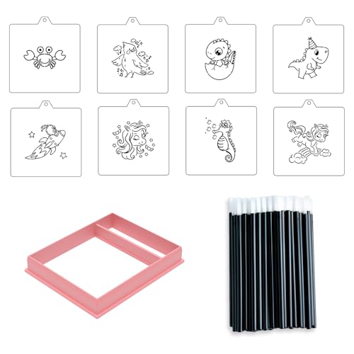 Cookie Cutter and Stencil Bundle Royal Icing Cookies Stencils Paint Your Own Biscuit Bakery Starter Kits Royal Icing Fondant Cutters Birthday Wedding Holiday Cookies Painting Coloring Pages Comb (PYO Set)