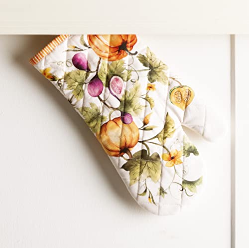 Maison d'Hermine Oven Gloves 100% Cotton Oven Mitt (069 - Pumpkin Garden - Cloudy Cream / 7.5" x 13" (Oven Mitt))