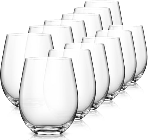 Stemless Wine Glasses Set of 12 (Set of 12-15oz)