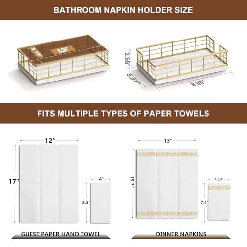 Marble Guest Towel Holder Tray for Bathroom (Gold/Marble White / 9.06 x 5.51 x 2.56 inches)