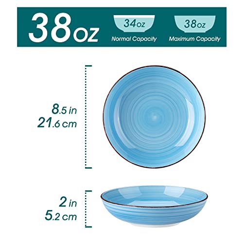 Bonita 38 oz Ceramic Pasta Bowls Set of 6 (Cool Color / 38 Oz)
