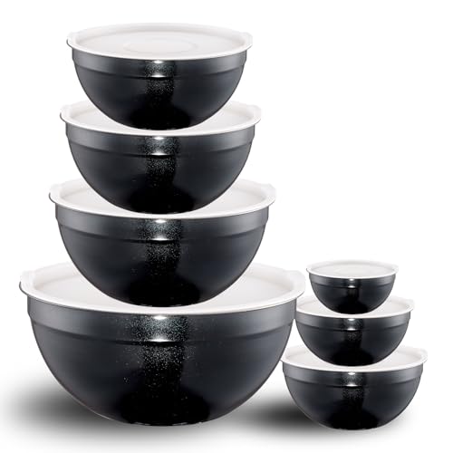 Black Mixing Bowls with Lids Set of 7