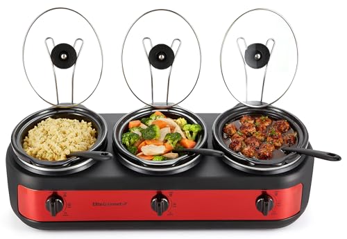 EWMST 325R Triple Slow Cooker Buffet Server (Red)