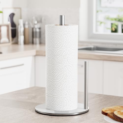 Paper Towel Holder Silver Stainless Steel Kitchen Countertop Roll Organizer