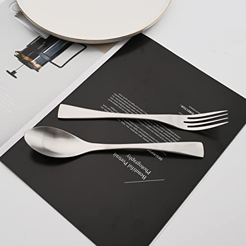 Luxury 304 Stainless Steel Matte Silver Cutlery Flatware Set (4 / Silver)