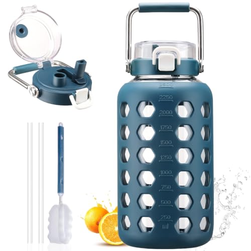 84 oz Glass Water Bottle (Blue / 84 Ounces)