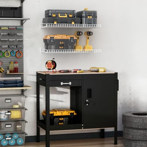 Wall Mounted Storage Shelf for Garage (White)