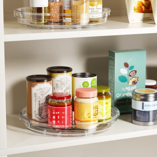 4 Pack Lazy Susan Organizer Turntable for Cabinet (Clear / 4 Pack 10.6in+9in)