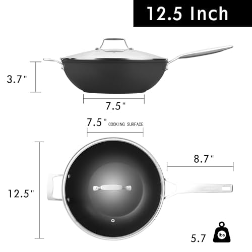 12.5 Inch Nonstick Frying pan with Lid (12.5 inch)