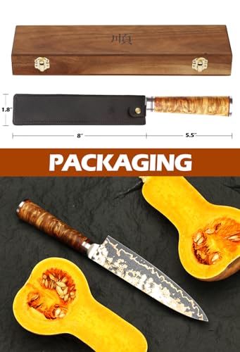 Chef Knife 8'' Blade Japanese Handmade Copper Damascus Steel (Gyuto)