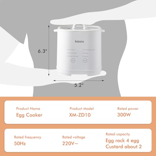 Egg Cooker, 6-in-1 Electric Egg Boiler for Hard Boiled Eggs (White)