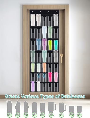 35 Pocket Door Hanging Cup Organizer Fit for Stanley Tumbler 30 40oz (75.2'' x 24.4" / Black (Upgraded))