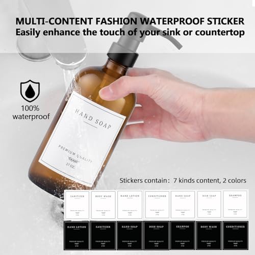 Thick Glass Soap Dispenser (Amber Bottle/Black Pump + Tray + Funnel)