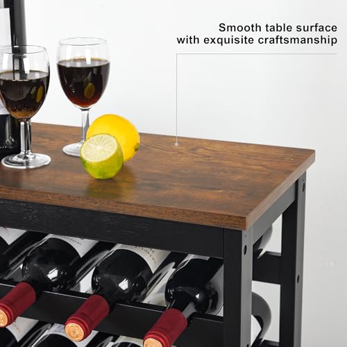 42 Bottles Bamboo Wine Rack (Rustic Brown +Black / 7-Tier)