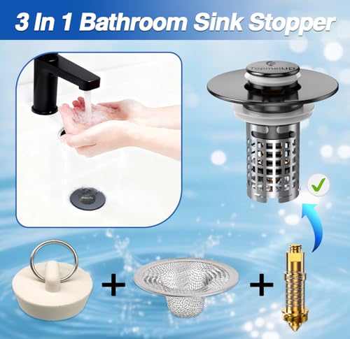 Bathroom Sink Drain Strainer (Black)