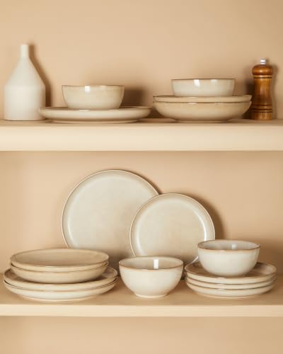 Stoneware Dinnerware Sets for 4 (Mocha Beige / Set (12pcs))