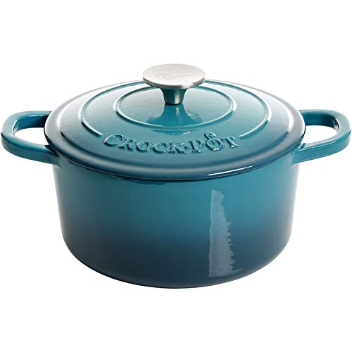 Artisan 3 Quart Round Enameled Cast Iron Dutch Oven (Teal Ombre / 3-Quart)