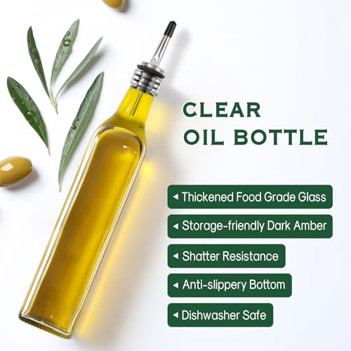 17oz Clear Glass Olive Oil Dispenser Bottle (Clear / 17 Ounces)