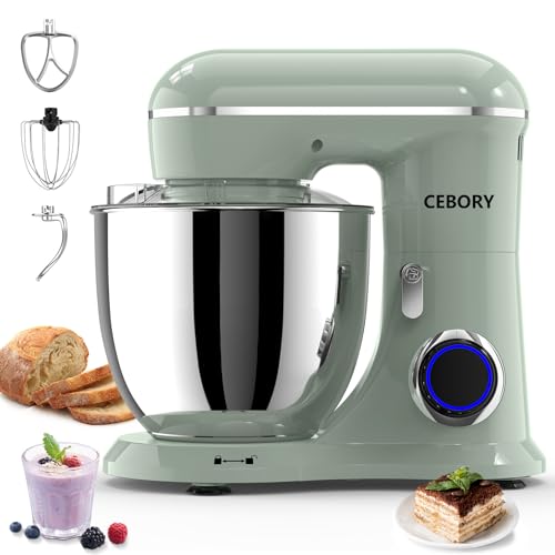 3-IN-1 Electric Stand Mixer, 6.5QT Bowl 660W 10-Speed Kitchen Mixer, Household Food Mixers include Dough Hook, Beater and Whisk, Bread Cake Mixer for Baking and Most Home Cooks, Green (Green)