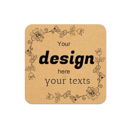 Custom Stickers Personalized Square Kraft Paper Sticker Customizable Floral Wreath Labels (style 2)