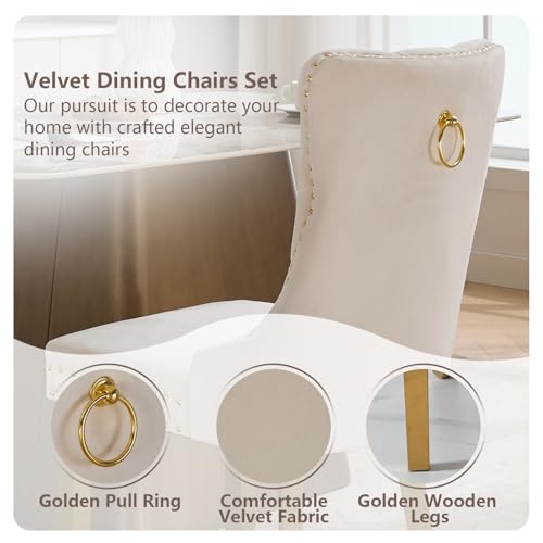 Cream Velvet Dining Chairs Set of 2 (Cream)