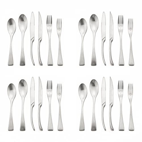 Luxury 304 Stainless Steel Matte Silver Cutlery Flatware Set (4 / Silver)