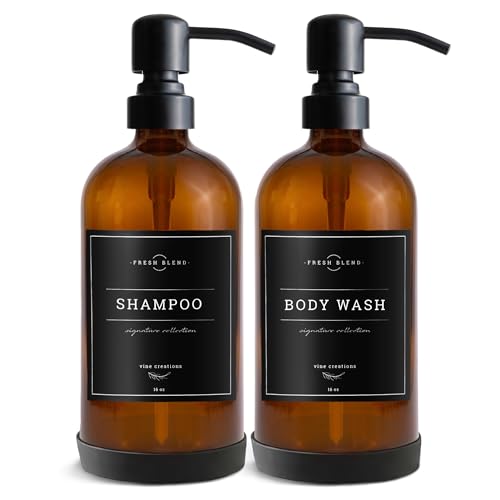 Amber Glass Soap Dispenser (Amber Bottle / Matte Black Pump)