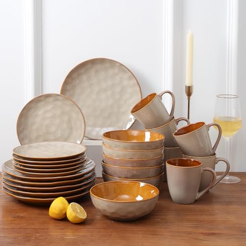 Ceramic Salad Bowls Set for Kitchen (Beige)