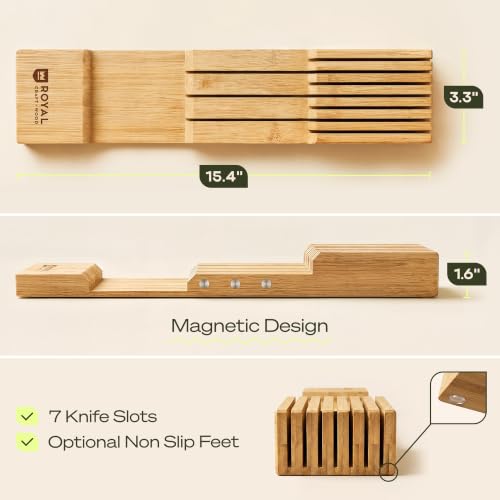 Drawer Organizer for Kitchen Organization (Natural / 8 Slot)