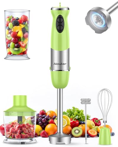 Immersion Blender Handheld 1000W 5 in 1 Corded Stick Hand Blender Kitchen with 12 Speed (Green)