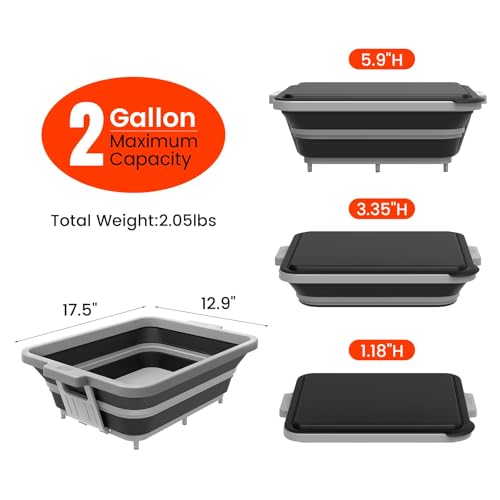 Upgraded Collapsible BBQ Prep Tub with Lid & Foldable Handle Stand