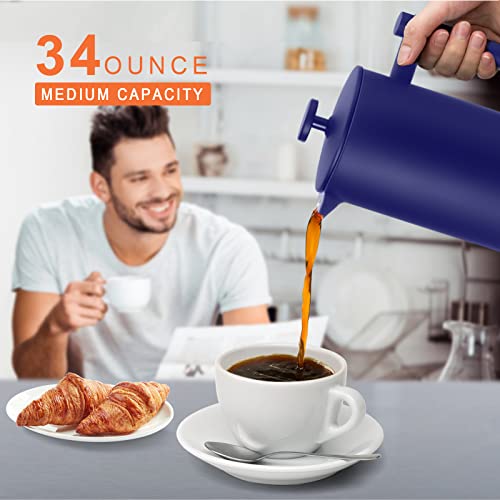 French Press Coffee Maker (Blue / 34 oz)