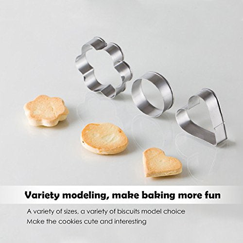 Metal Cookie Cutters Set (12 Round Heart Flower Star Cookie Cutters)