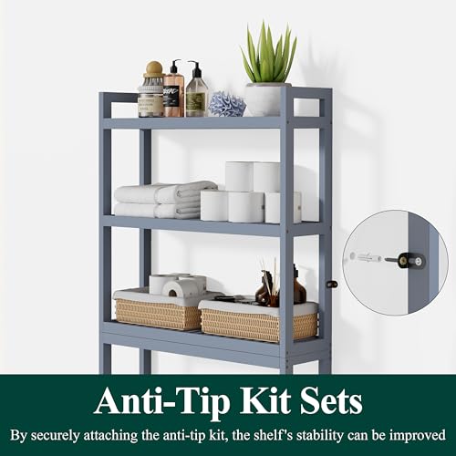Bamboo Over The Toilet Storage Cabinet (Grey / 3 Tiers (66.9"H))