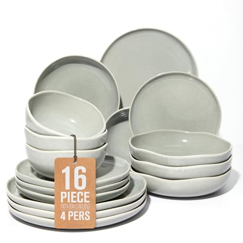 Stoneware Dinnerware Sets for 4 (Dusty Green / Set (16pcs))