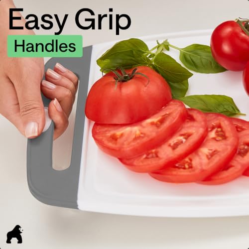 BPA Free Reversible Kitchen Cutting Board (Gray/White / Large (Pack of 3))