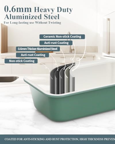 Ceramic Nonstick Baking Pans Set (Green / 33 PCS)