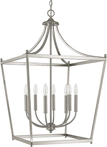 Capital Lighting 9553BN Stanton Geometric Metal Open Frame Lantern Foyer Pendant (8-Light / Brushed Nickel)