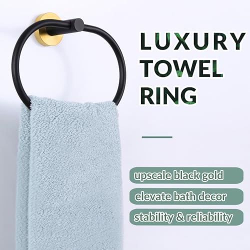 Hand Towel Holder for Bathroom Sink (Black & Gold)