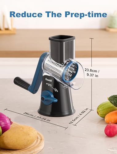 Rotary Cheese Grater Hand Crank (Black Blue / 5 Blades)