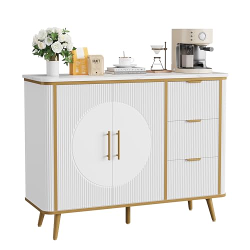 47.3" Modern Buffet Cabinet with Storage (White-3draws)