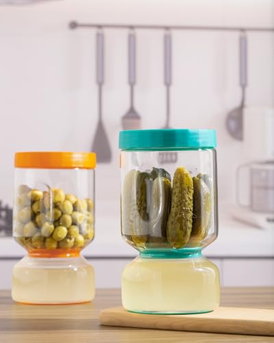 Pickle Jar with Strainer Flip (8-Peacock Blue / 51oz 1pc)