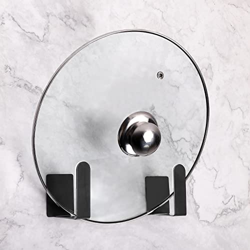 Pot Lid Holder Stainless Steel Wall Mounted 3M Self Adhesive (Black)