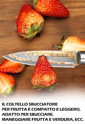 Kitchen Paring Knife 3.5”Japanese Handmade Copper Damascus Steel Blade Fruit Knives (Paring)