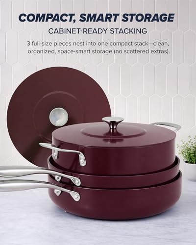 Essential Series 5PC Ceramic Cookware Set PFAS (Cinnamon)