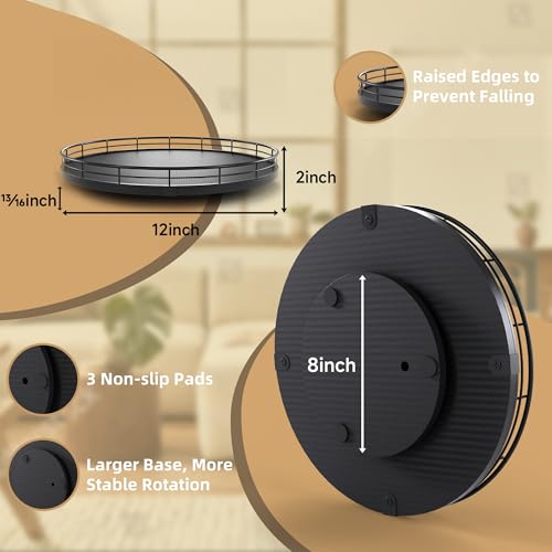 12" Lazy Susan Turntable Organizer for Table Top (Black / 12")